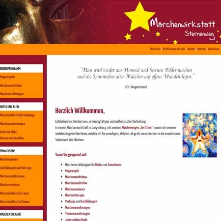 Webseite für die Märchenwirkstatt Sternenweg